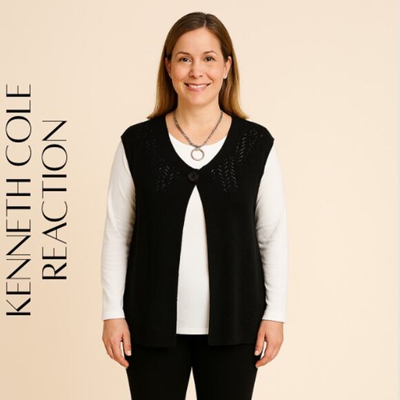 KENNETH COLE REACTION Sleeveless Silk Blend Cardigan, M, NWOT! - Picture 1 of 9